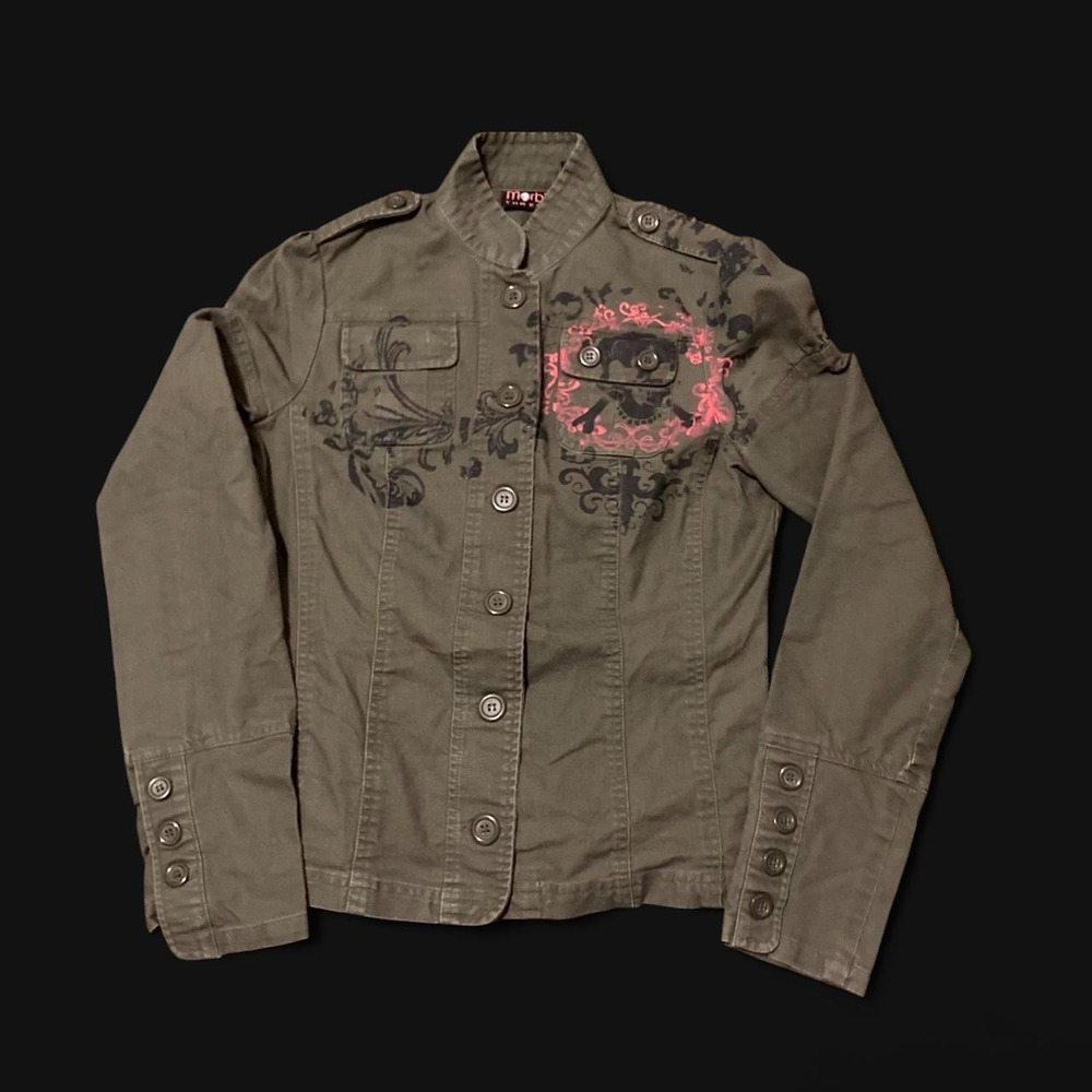Morbid Threads Military Style graphic jacket hot topic vtg y2k Women M/17.5